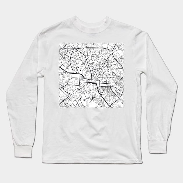 Bucharest Map City Map Poster Black and White, USA Gift Printable, Modern Map Decor for Office Home Living Room, Map Art, Map Gifts Long Sleeve T-Shirt by 44spaces